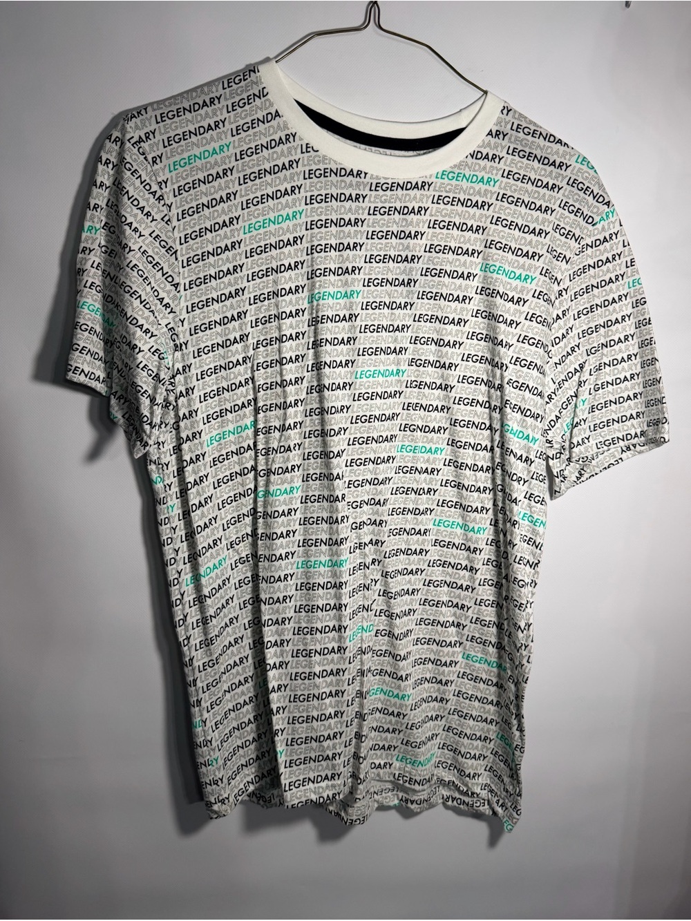 Eighty Eight White Tee with Black and Mint 'LEGENDARY' Logo Print